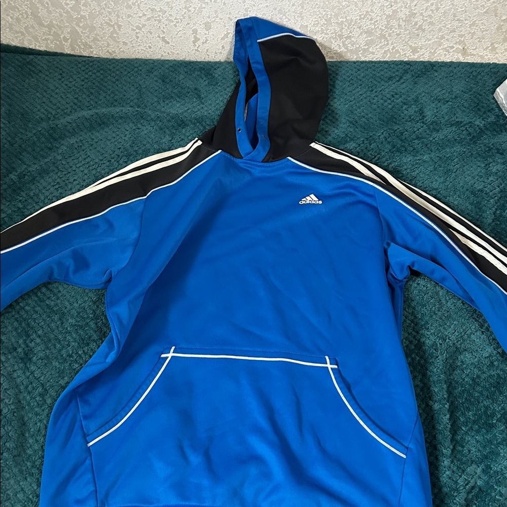 Adidas Royal Blue Hoodie with Black and White Accents